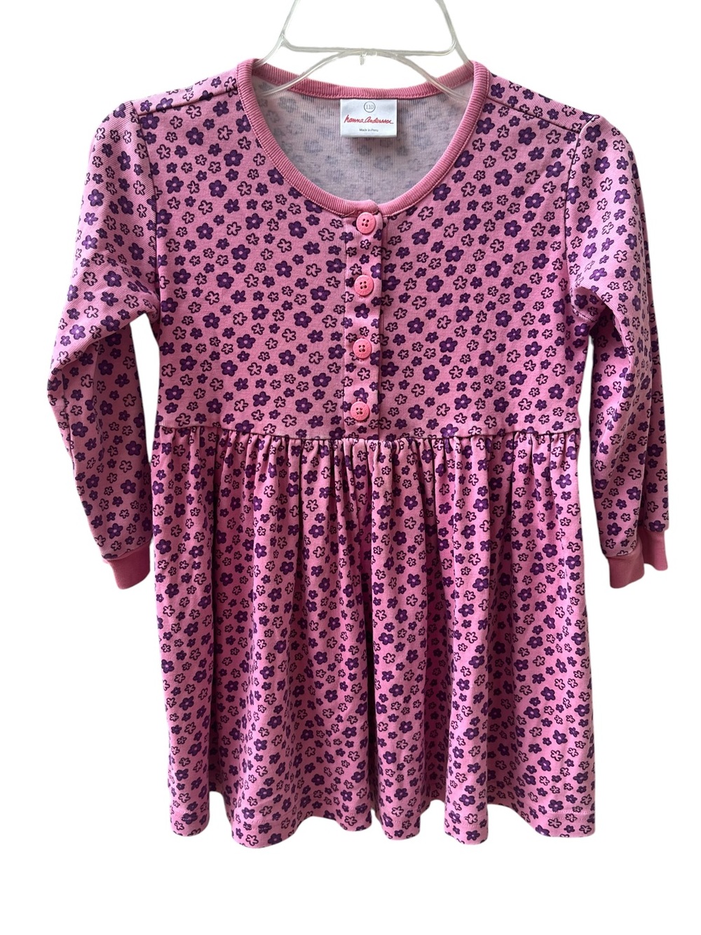 Hanna Andersson Long Sleeve Playground Dress Girl’s 110 US 5 Pink Floral
